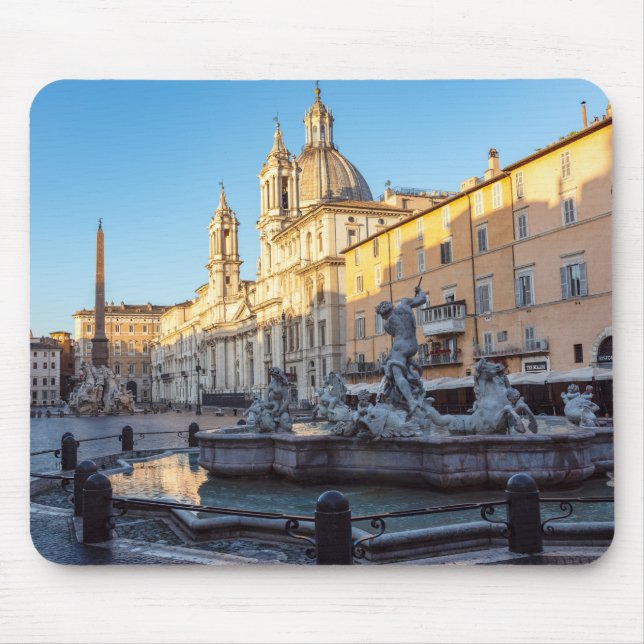 Fountain of Neptune in the Piazza Navona - Rome Mouse Mat (Front)