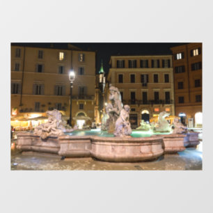 Fountain of Neptune in the Piazza Navona - Rome Window Cling