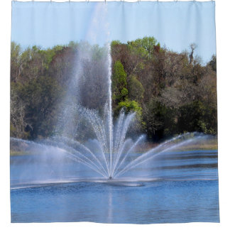Fountain On A Pond Shower Curtain