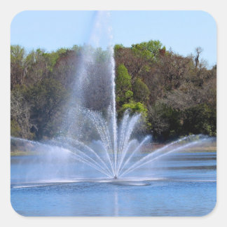 Fountain On A Pond Square Sticker