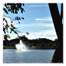 Fountain on Lake Mirror on a 