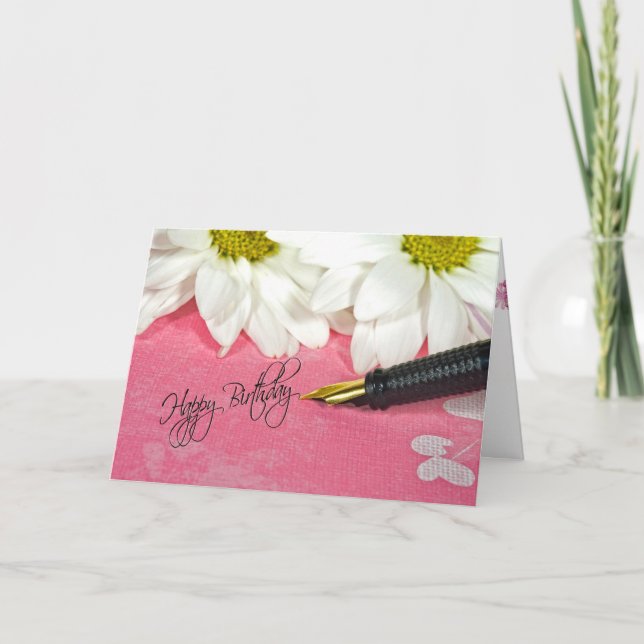Fountain Pen Birthday Message  Card (Front)