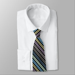 Fountain Pen Pastel Colored Stripes On Black Tie
