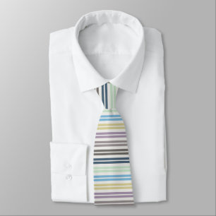 Fountain Pen Pastel Colored Stripes On Cloud White Tie