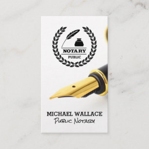 Fountain Pen   Public Notary Logo Business Card