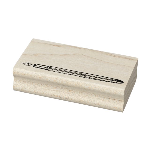 Fountain Pen Wooden Mounted Rubber Stamp (Stamp)
