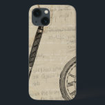 Fountain Pens and Watchface with Notes iPhone 13 Case<br><div class="desc">Looks like someone was taking a lot of notes! This contemporary painting of fountain pens and a watchface illustrate the loss of time to the various mundane,  but important,  activities in our lives. Get your copy today!</div>