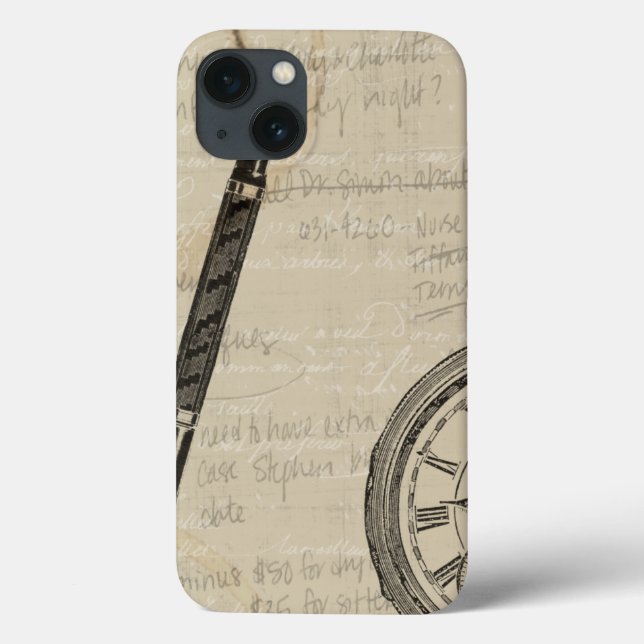 Fountain Pens and Watchface with Notes Case-Mate iPhone Case (Back)