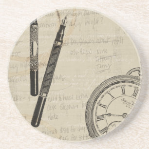 Fountain Pens and Watchface with Notes Coaster