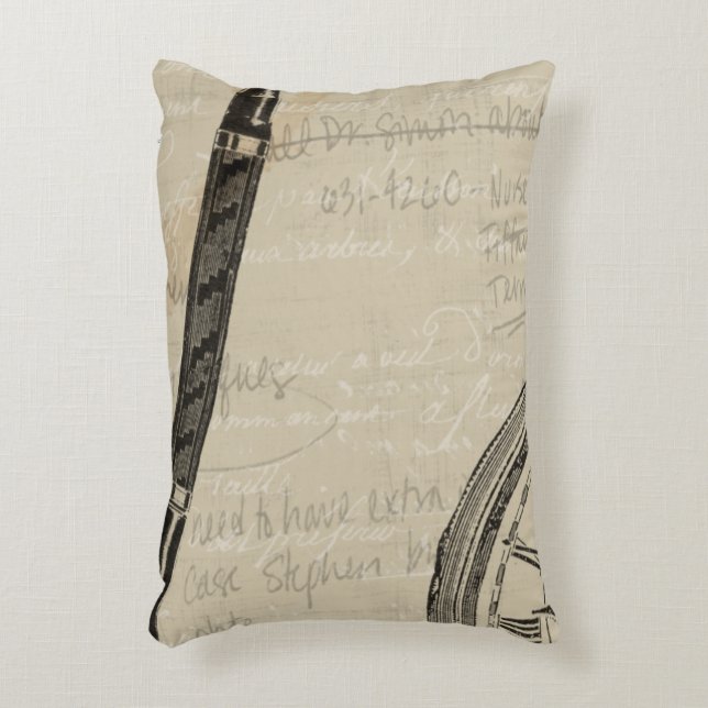 Fountain Pens and Watchface with Notes Decorative Cushion (Front(Vertical))