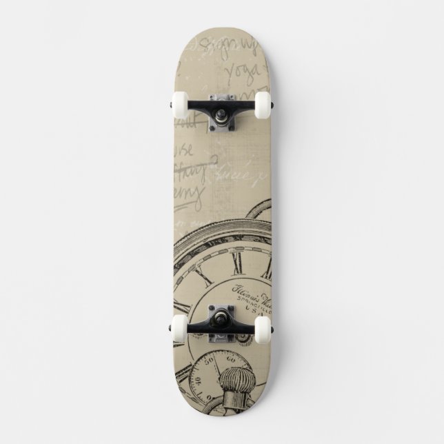 Fountain Pens and Watchface with Notes Skateboard (Front)