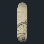 Fountain Pens and Watchface with Notes Skateboard<br><div class="desc">Looks like someone was taking a lot of notes! This contemporary painting of fountain pens and a watchface illustrate the loss of time to the various mundane,  but important,  activities in our lives. Get your copy today!</div>