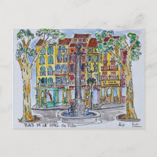 Fountain Place de L'Hotel de Ville Postcard