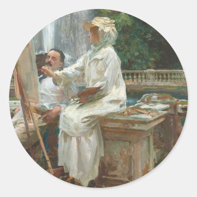 Fountain Villa Torlonia Frascati, Italy by Sargent Classic Round Sticker (Front)