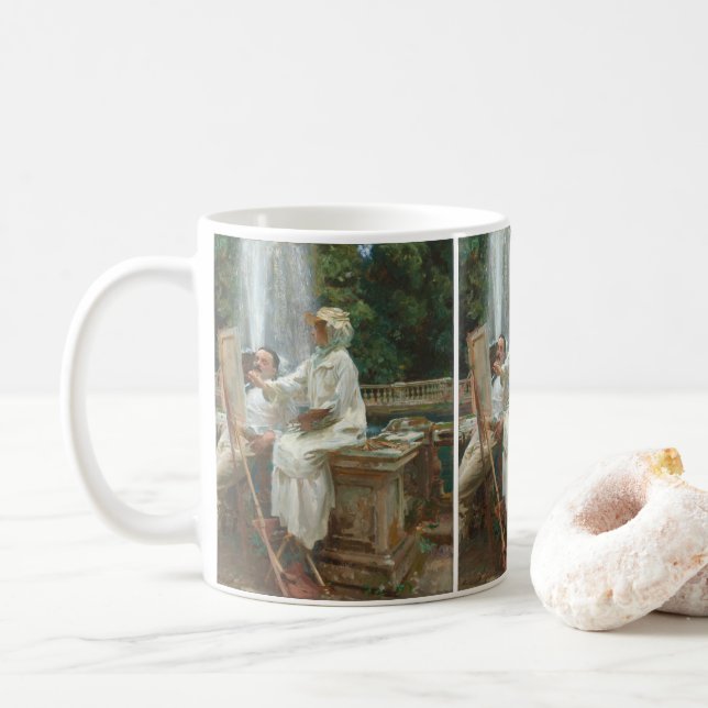 Fountain Villa Torlonia Frascati, Italy by Sargent Coffee Mug (With Donut)