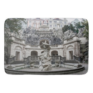 Fountain with Neptune statue in Prague Bath Mat