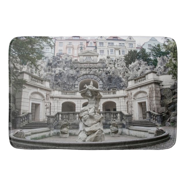 Fountain with Neptune statue in Prague Bath Mat (Front)