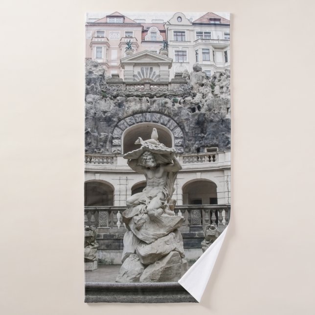 Fountain with Neptune statue in Prague Bath Towel (Bath Towel)