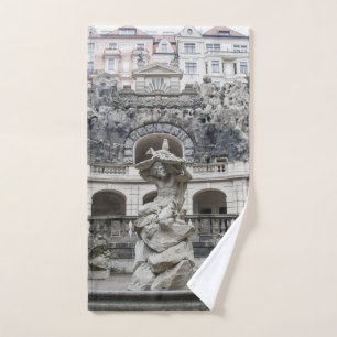 Fountain with Neptune statue in Prague Hand Towel