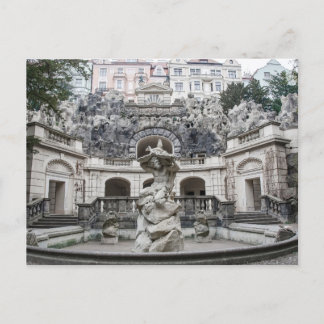 Fountain with Neptune statue in Prague Holiday Postcard