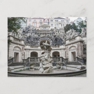 Fountain with Neptune statue in Prague Invitation Postcard