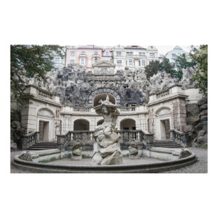 Fountain with Neptune statue in Prague Photo Print