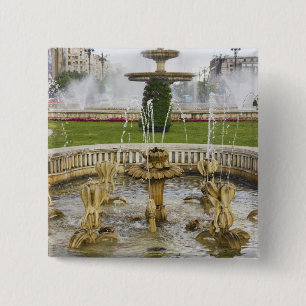 Fountains in front of the Palace of Parliament 15 Cm Square Badge