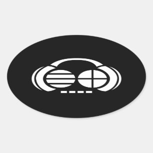 Four4ths (Oval Sticker) - White Logo on Black Oval Sticker