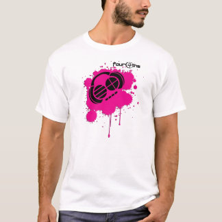 Four4ths :: Pink and Black splatter logo on White T-Shirt
