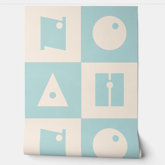 Four 4 letters baby name blue nursery wallpaper  (Unrolling)