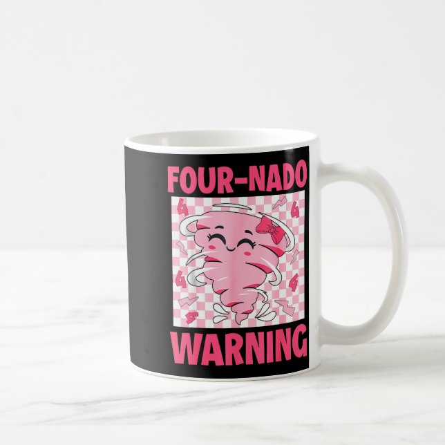 Four 4 Nado Warning Nk Tornado Themed Birthday Gir Coffee Mug (Right)