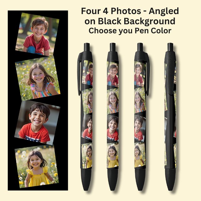 Four 4 Square Photos Angled on Black on Black Ink Pen (Creator Uploaded)