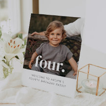 Four - 4th Birthday Photo Welcome Sign