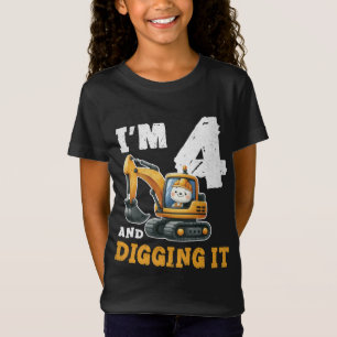 Four 4yr 4th Birthday Construction Boy 4 Years Old T-Shirt