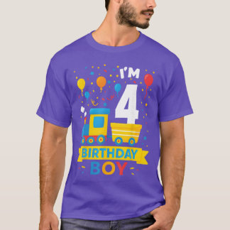 Four 4yr 4th Boys Girlsrain Birthday Boy 4 Years O T-Shirt