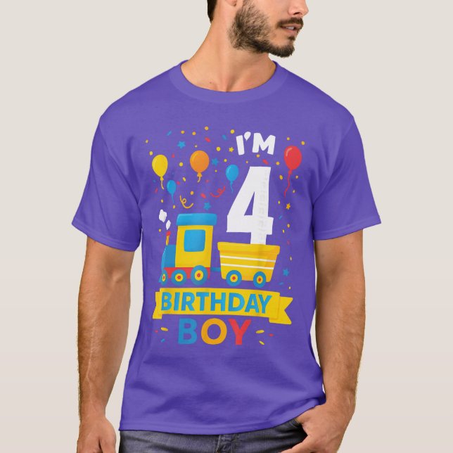 Four 4yr 4th Boys Girlsrain Birthday Boy 4 Years O T-Shirt (Front)