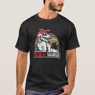 Four A Saurus Birthday T Rex 4 Year Old Dino 4Th D T-Shirt