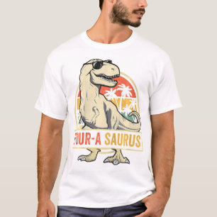 Four A Saurus Birthday T Rex 4 Year Old Dino 4Th D T-Shirt