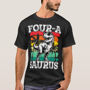 Four a saurus birthday t rex 4 year old dino 4th T-Shirt