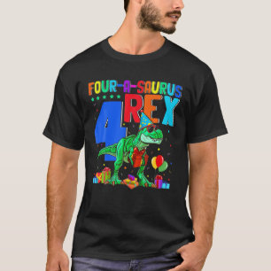 Four-A-Saurus Rex 4Th Birthday 4 Years Old Rex Lov T-Shirt