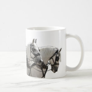Four Abreast Grey Percheron Draught   Horses Coffee Mug