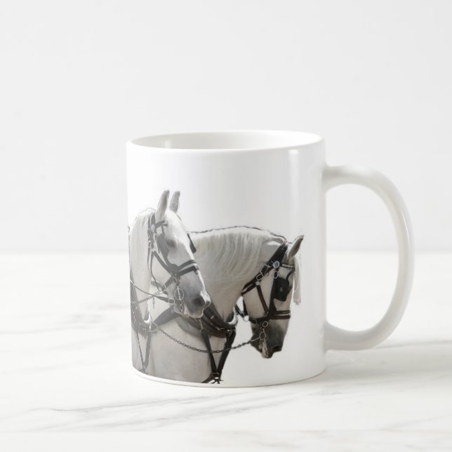 Four Abreast Grey Percheron Draught   Horses Coffee Mug (Right)