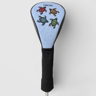 Four Abstract Turtles Different Coloured Shells Golf Head Cover