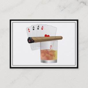 Four Aces, A Drink and A Cigar Business Card