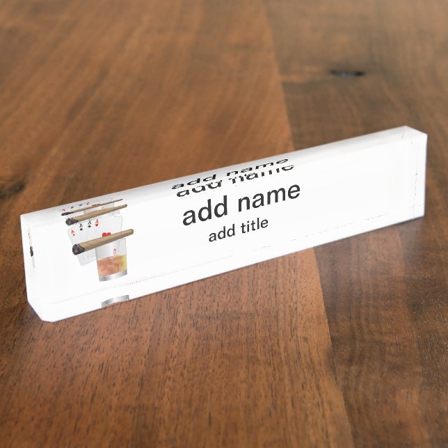 Four Aces, A Drink and A Cigar Nameplate (Side)