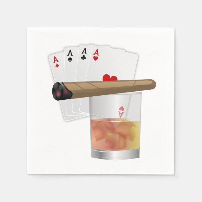 Four Aces, A Drink and A Cigar Napkin (Front)