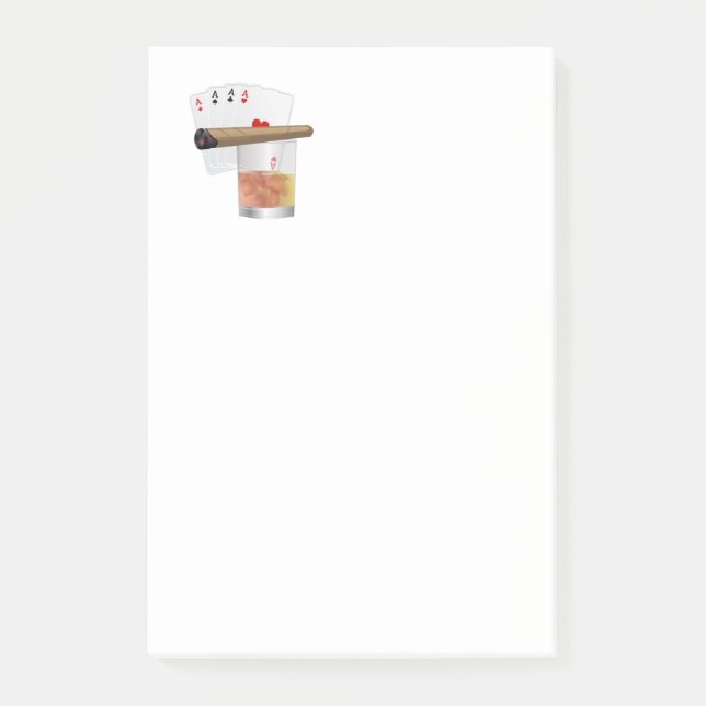 Four Aces, A Drink and A Cigar Post-it Notes (Front)