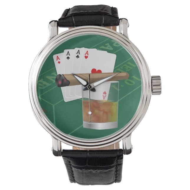 Four Aces, A Drink and A Cigar Watch (Front)