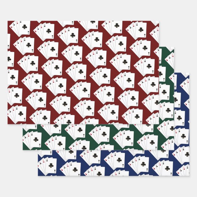 Four Aces Card Shark Collection Wrapping Paper Sheet (Set)