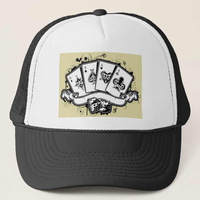Four aces cards design trucker hat (Front)